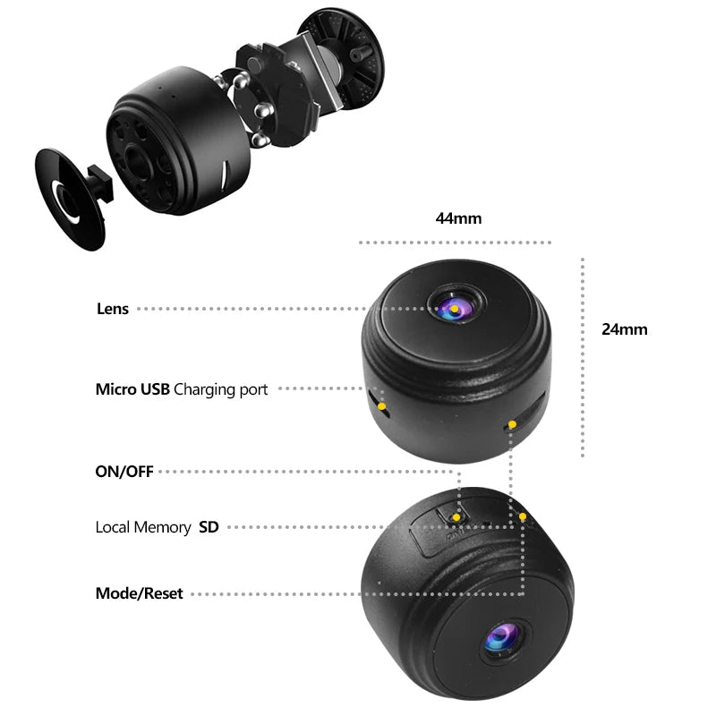 Cámara A9 HD inalámbrica con WIFI para el hogar, 1080p, para deportes al aire libre, visión nocturna, cámara infrarroja