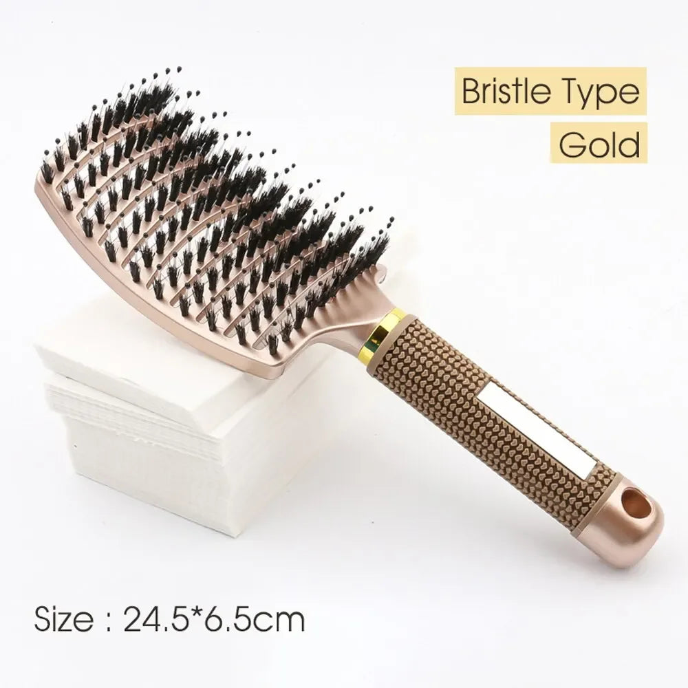 Cepillo para el cabello, peine para desenredar, cepillo para el cabello con cerdas y nailon, peine de masaje húmedo para mujeres, herramientas de peluquería para rizos.