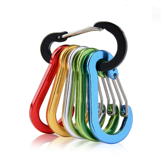 Mosquetón de aleación de aluminio CC1 de 6 piezas para pesca, llavero para exteriores, camping, escalada, cierre a presión, hebilla, gancho, accesorios de pesca