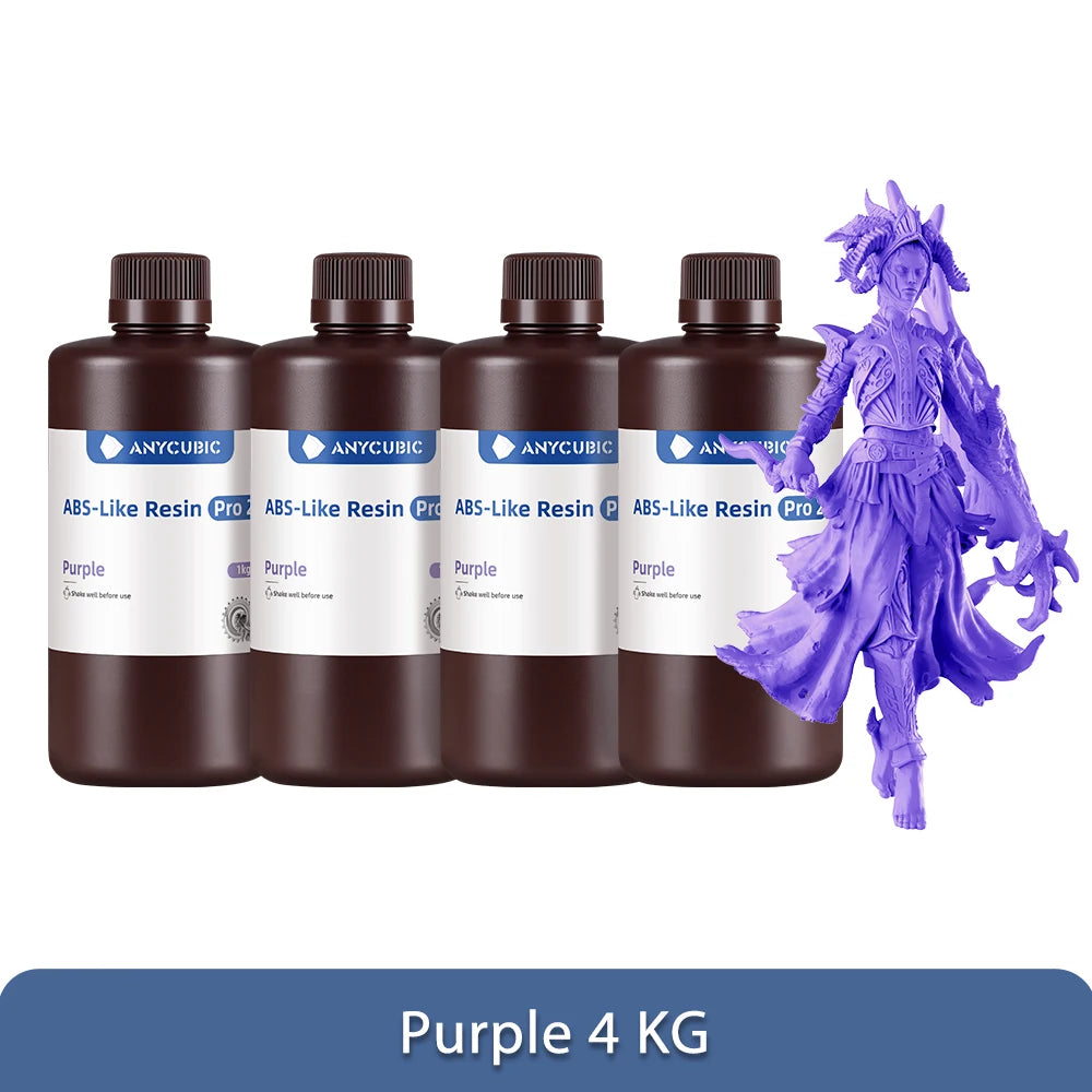 Lote de 4 unidades de resina 3D Anycubic ABS Like+ de alta precisión UV de 405 nm para impresora 3D Anycubic Photon Resin, para LCD, SLA, DLP