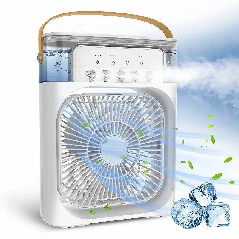 Ventilador portátil 3 en 1, aire acondicionado, pequeño enfriador de aire para el hogar, luces LED nocturnas, humidificador, ajuste de aire, ventiladores para el hogar, envío directo