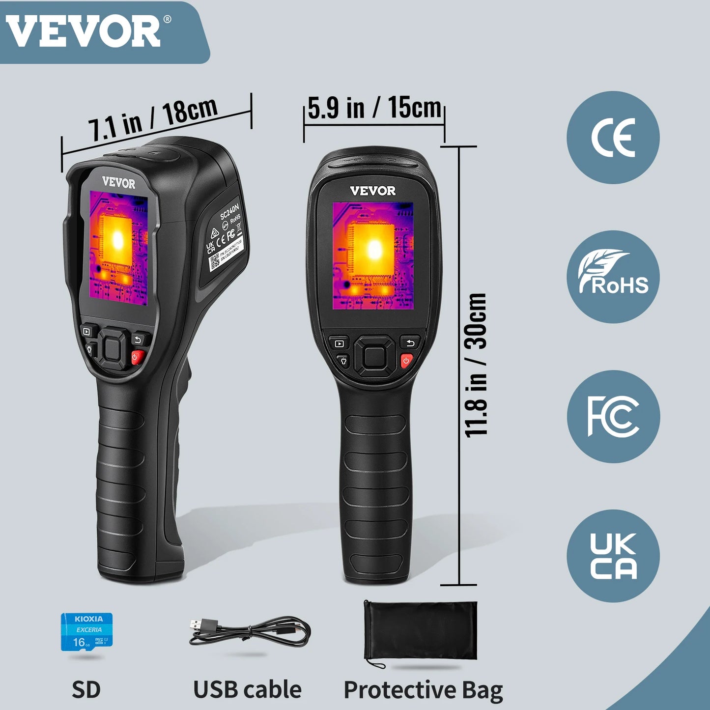 VEVOR Thermal Imaging Camera 240x180 IR High Resolution Professional Infrared Thermal Imager for Repair Pipeline Detection PCB