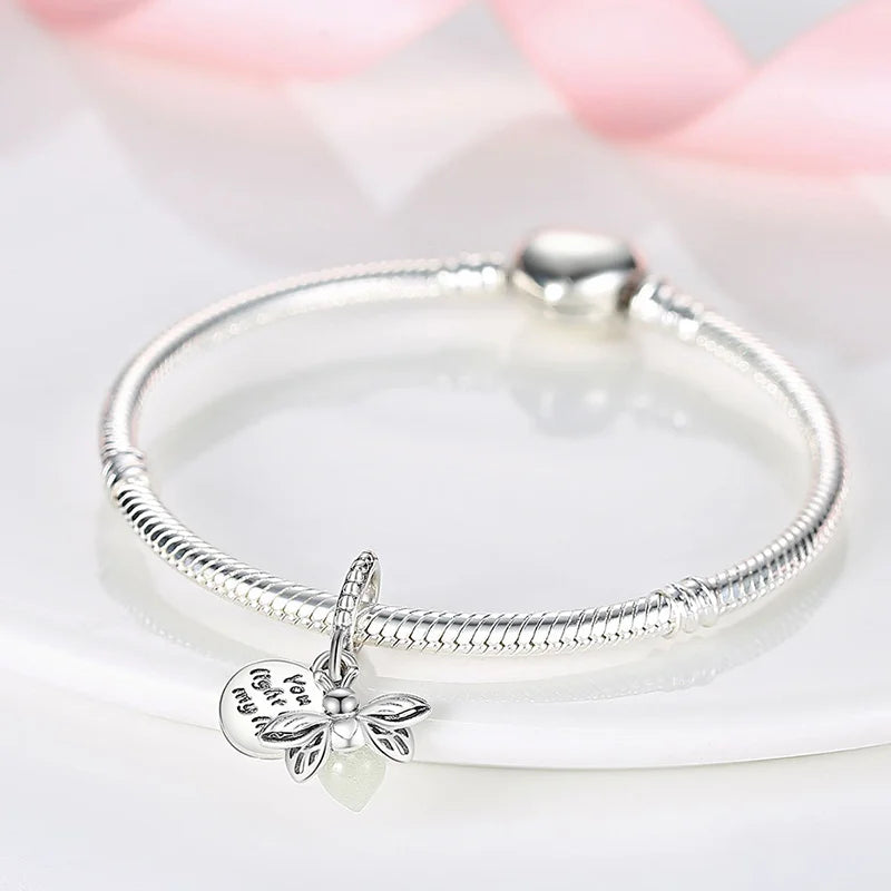 Hot Sale Night Glow Firefly Charm Beads For Pandora 925 Original Bracelet Women 925 Silver Pendant Bead DIY Jewelry Gift