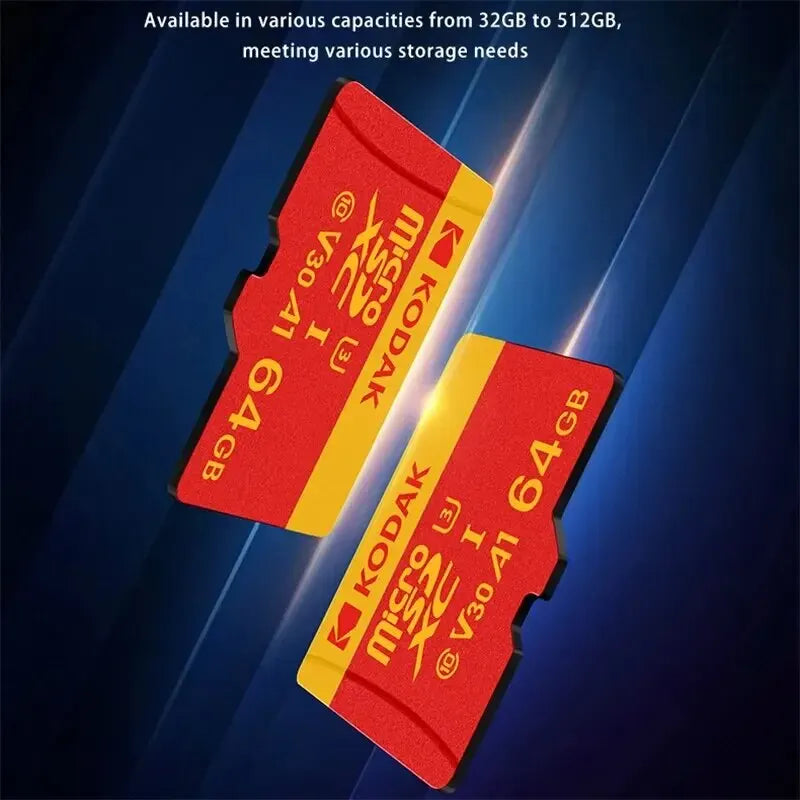 Tarjeta de memoria MicroSD KODAK roja Clase 10 de 32 GB, 64 GB, 128 GB y 256 GB, U3 4K de alta velocidad, tarjetas TF para teléfono.
