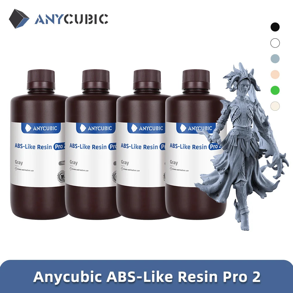 Lote de 4 unidades de resina 3D Anycubic ABS Like+ de alta precisión UV de 405 nm para impresora 3D Anycubic Photon Resin, para LCD, SLA, DLP