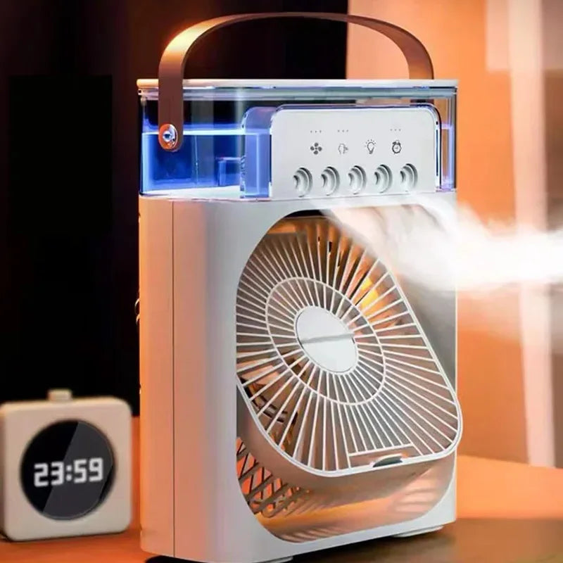 Ventilador portátil 3 en 1, aire acondicionado, pequeño enfriador de aire para el hogar, luces LED nocturnas, humidificador, ajuste de aire, ventiladores para el hogar, envío directo