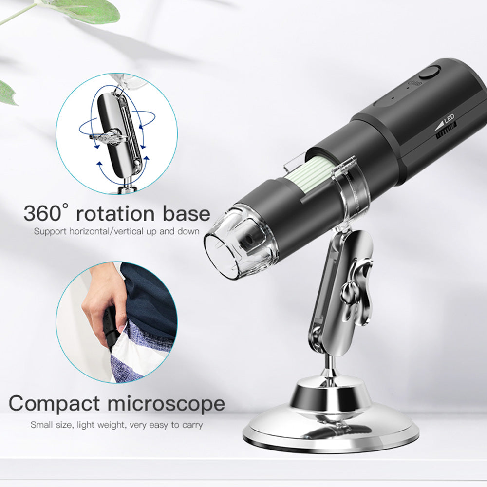 SUNUO 314 Smart WiFi Microscope, 0.3MP Pixel, 360 Degree Rotation Base, 1000X Zoom, 8 LED Lights