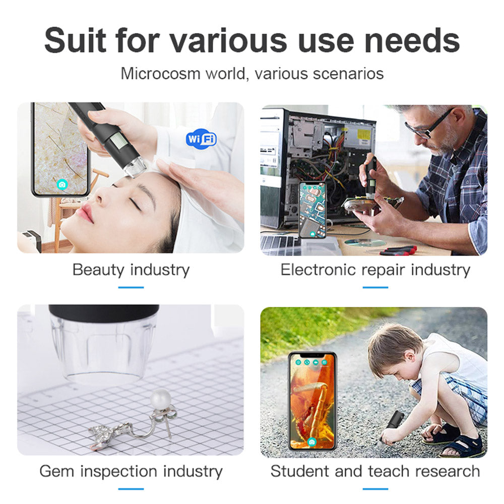 SUNUO 314 Smart WiFi Microscope, 0.3MP Pixel, 360 Degree Rotation Base, 1000X Zoom, 8 LED Lights