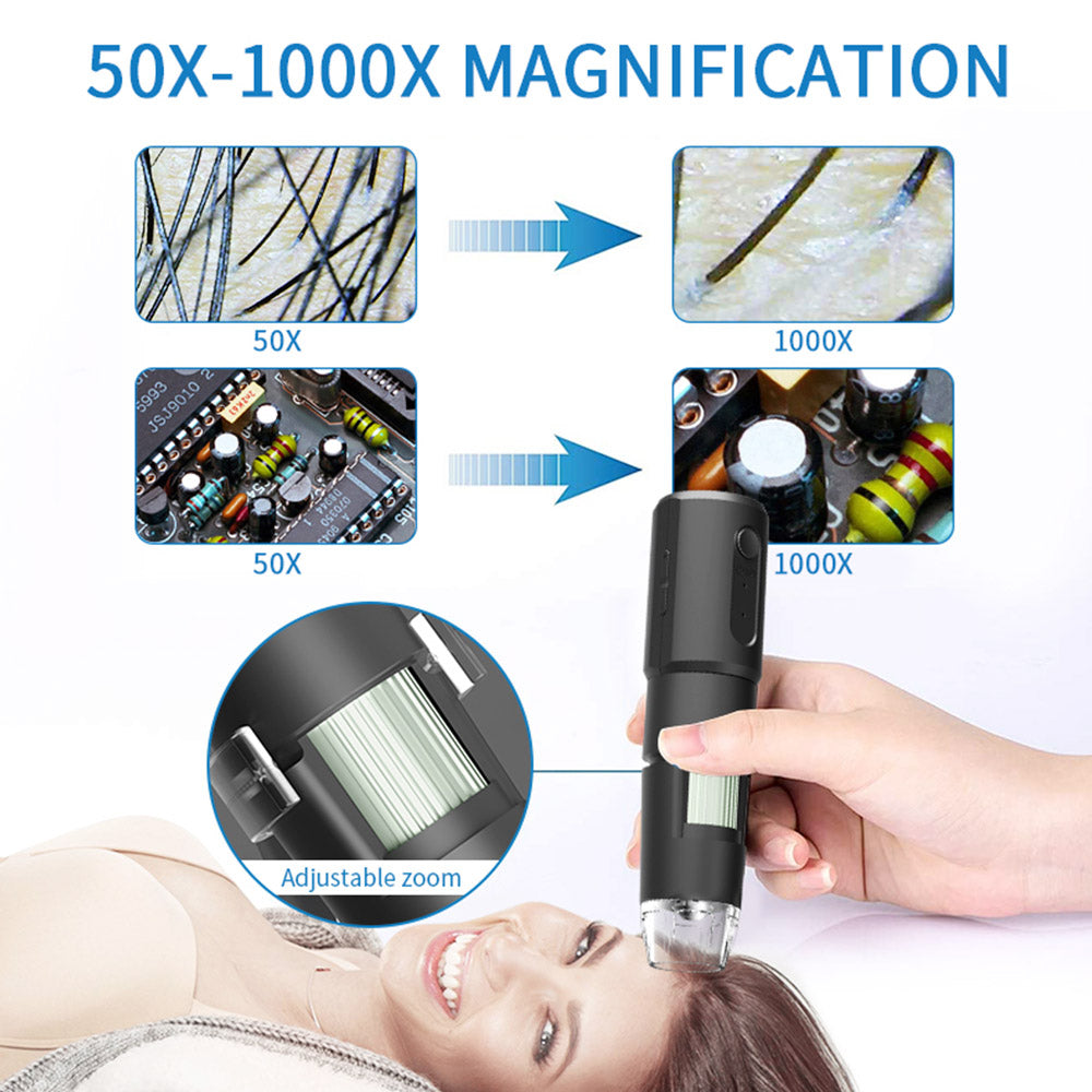 SUNUO 314 Smart WiFi Microscope, 0.3MP Pixel, 360 Degree Rotation Base, 1000X Zoom, 8 LED Lights