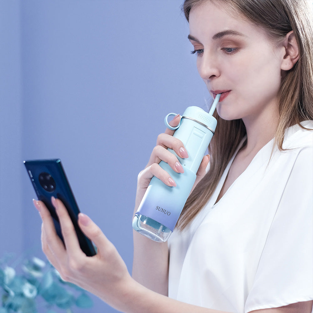SUNUO C3 PRO Smart Visual Oral Irrigator Dental Washer with UV Sterilization, 5MP HD Camera, WiFi Connection, IPX7 Waterproof - White