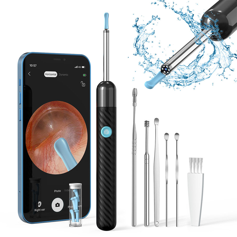 SUNUO X6 Smart Visual Ear Cleaner Earwax Removal, 500w Pixel Camera, Silicone Ear Tip, 6-Axis Gyroscope, IP67 Waterproof, WiFi Connection - Black