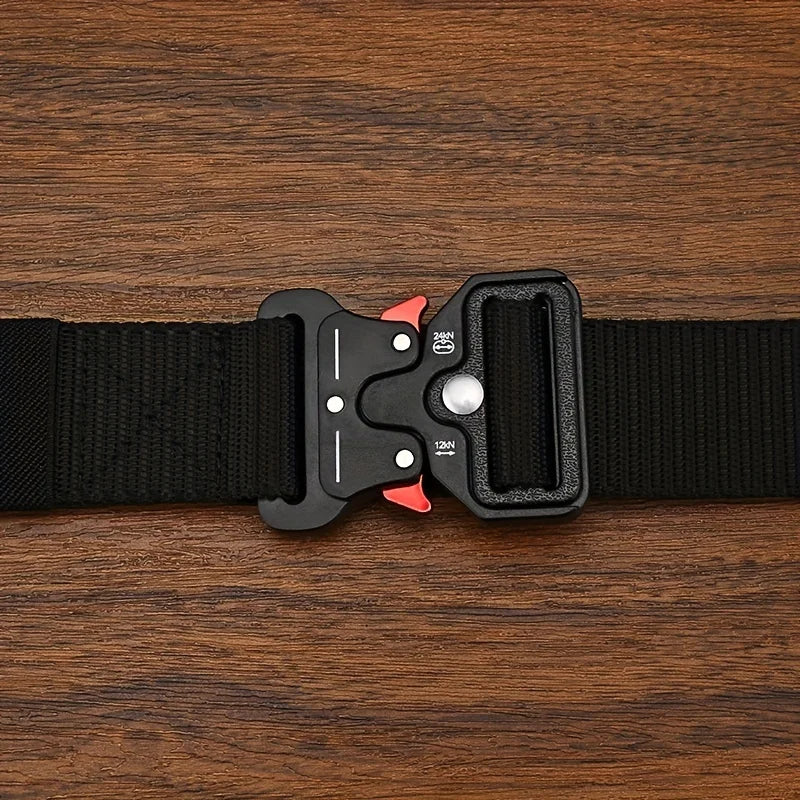 Cinturón táctico para hombre, multifuncional, de lona y nailon de alta calidad, para caza al aire libre, combate y supervivencia, cinturón deportivo.
