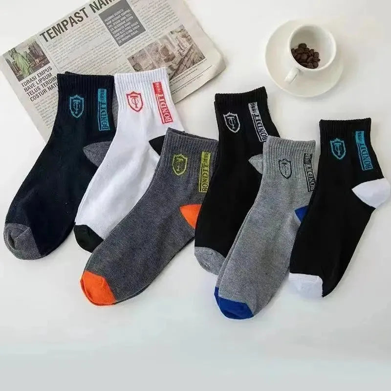 5 pares de medias deportivas de algodón transpirables para hombre, de fibra de bambú, para otoño e invierno, con desodorante y absorción del sudor.