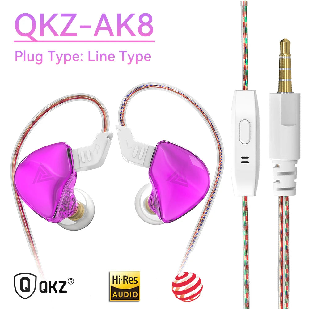 Original QKZ AK6 DAY Dynamic HIFI Heavy Bass Earphone 3.5MM In-Ear Monitor Earbuds With Mic Stereo Music Sports Game Headset AK8