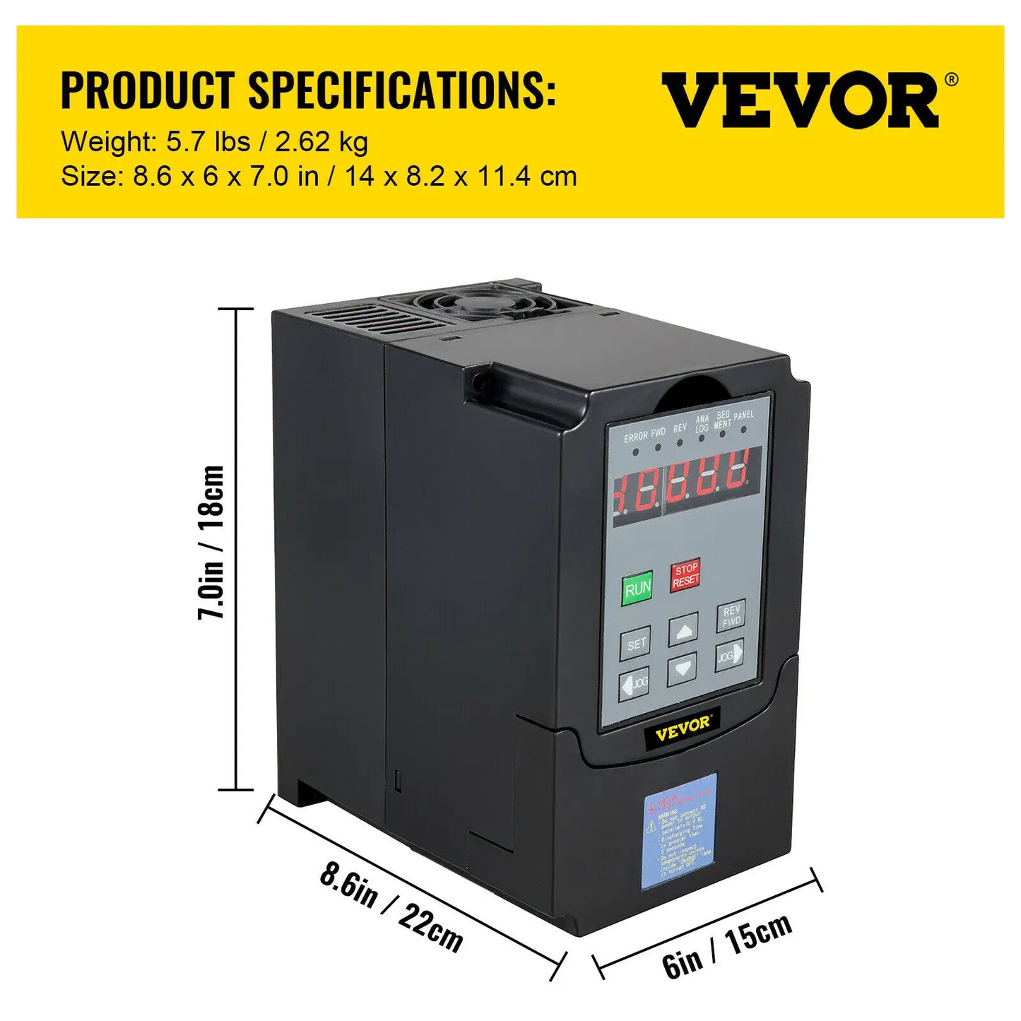 VEVOR VFD Inverter Variable Frequency Drive Converter 1.5/2.2/3.0/4.0/5.5/7.5KW AC 220V 3P Output Speed Controller for Motor CNC