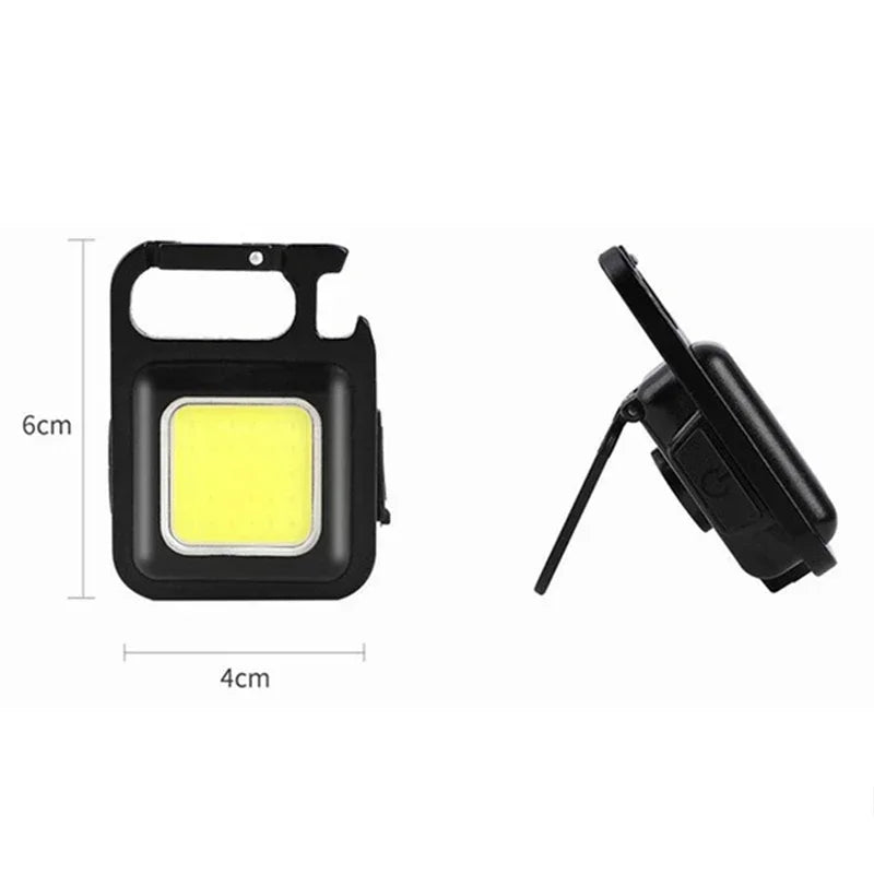 Mini Keychain Light Multifunctional Camping Flashlight USB Rechargeable LED Portable Bright COB Pocket Clip Lantern Outdoor Work