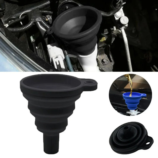 Embudo universal de silicona para motor de coche, para líquido lavaparabrisas, plegable, portátil, para cambio de aceite y gasolina