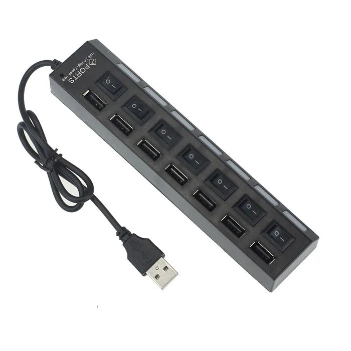 USB Hub 7-in-1 Adapter Multi Ports Use Power Adapter Extensor USB 2.0 PC Computer Accessories Switch USB for Pc Usb Port Laptop