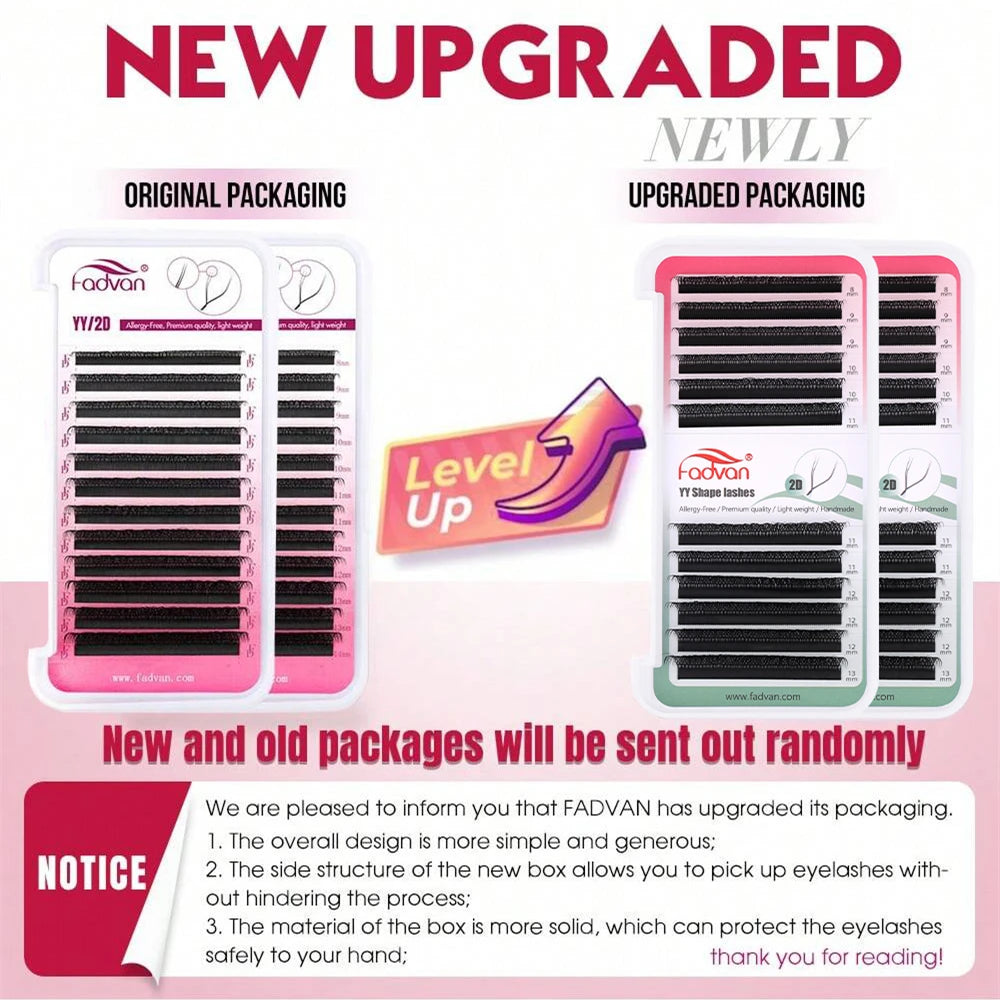 FADVAN YY Shape Lashes 2D 0.07 Faux Mink C/D/8-14mm Natural Soft Brazilian Eyelash Premade Volume Fan Lashes Extension