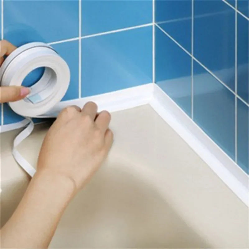 1 unidad de pegatinas de pared impermeables para baño, cintas de sellado de PVC, tiras de sellado adhesivas, cinta para bordes de fregadero, accesorios de cocina y baño.