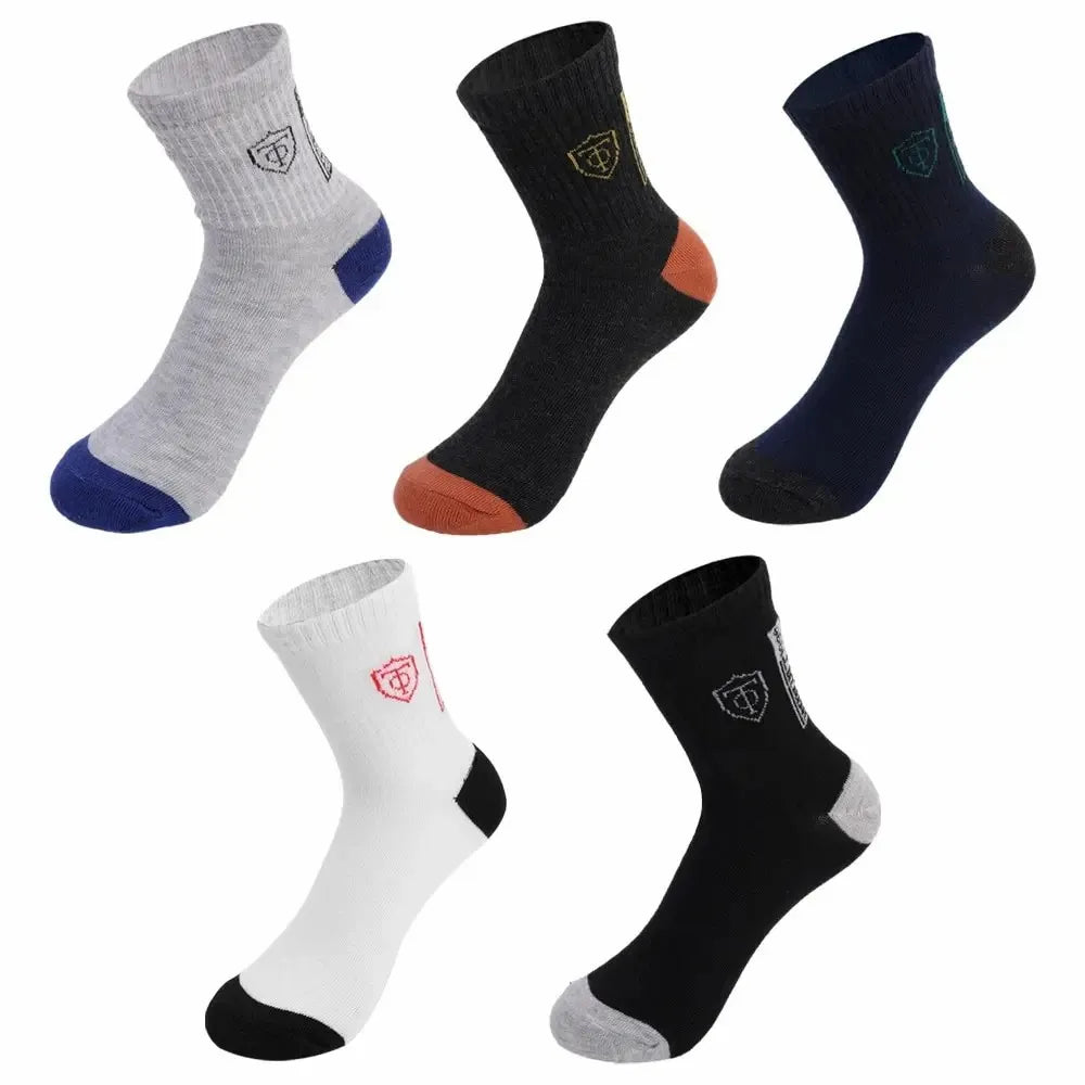5 pares de medias deportivas de algodón transpirables para hombre, de fibra de bambú, para otoño e invierno, con desodorante y absorción del sudor.