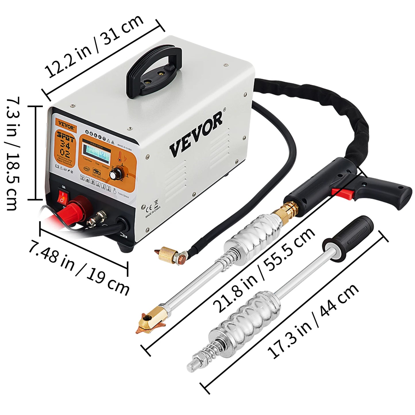 VEVOR Car Sheet Metal Repair Machine3 KW 220 V with 2 Welding Guns 6 Modes Spot Welding Machine with LCD