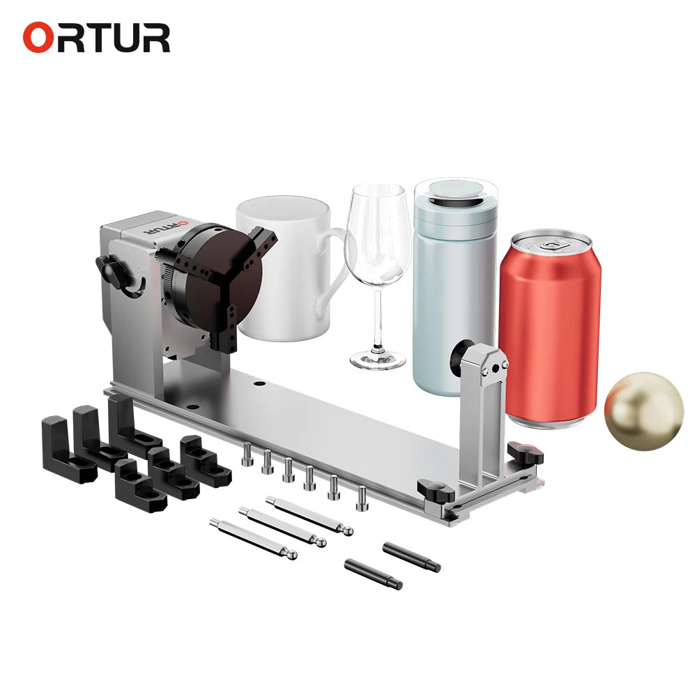 ORTUR 4-in-1 Multi-Function Chuck Laser Engraver Rotary Roller Claw AlgoLaser RR2 For Cylindrical Ring Irregular Ball Object