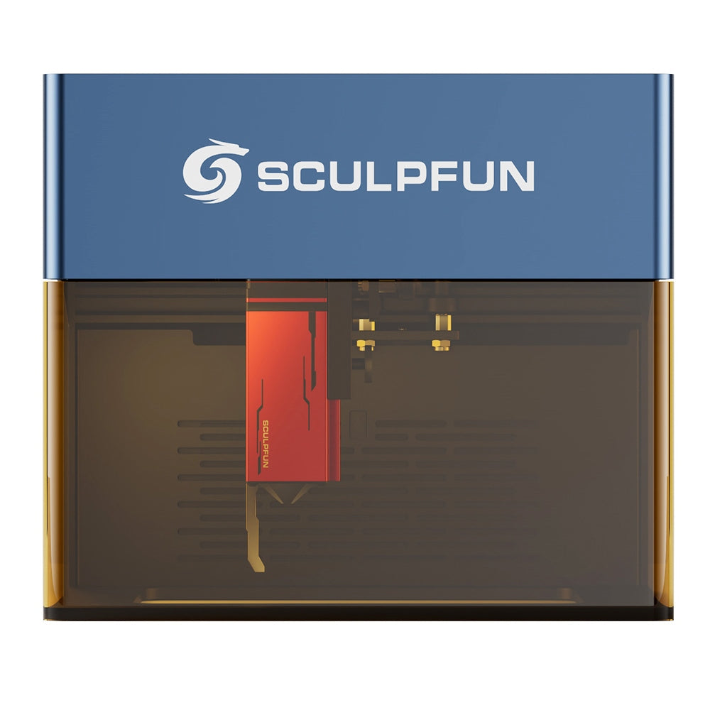 SCULPFUN iCube Pro Max 10W Laser Engraver, 0.08mm Laser Spot, 10000mm/min Engraving Speed, 32-bit Motherboard, Replaceable Lens, Smoke Filter, Temperature Alarm, App Connection, 120x120mm