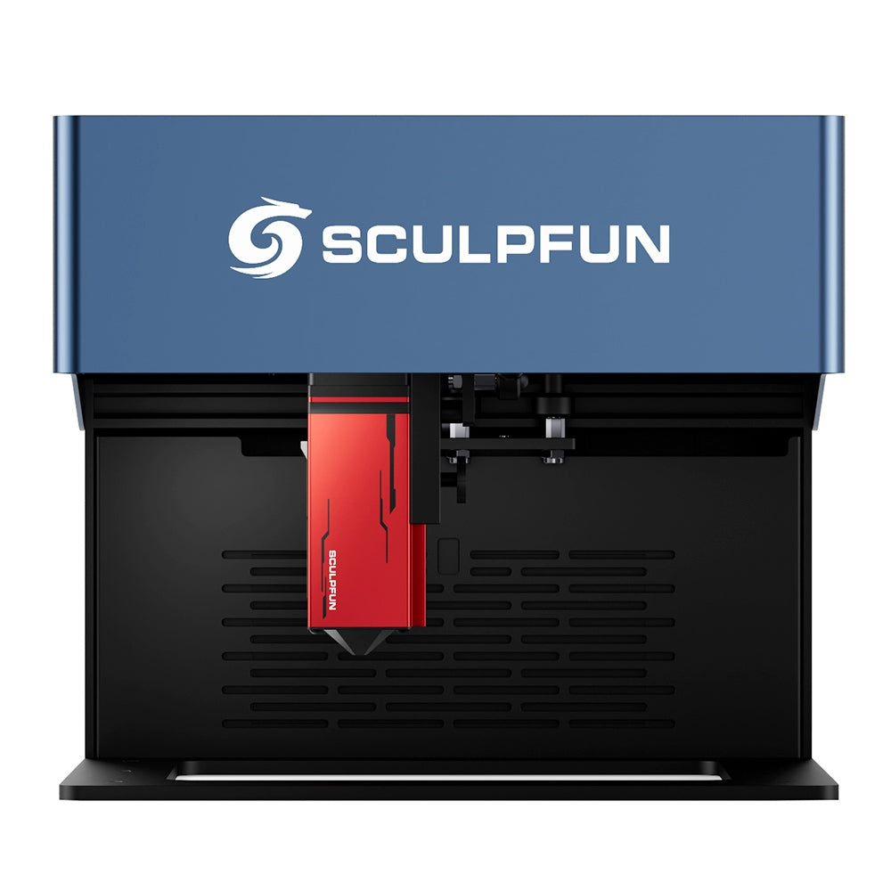 SCULPFUN iCube Pro Max 10W Laser Engraver, 0.08mm Laser Spot, 10000mm/min Engraving Speed, 32-bit Motherboard, Replaceable Lens, Smoke Filter, Temperature Alarm, App Connection, 120x120mm