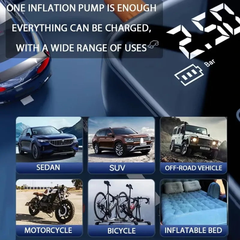 Wireless Electric Motorcycle Air Compressor Tire Inflator Pump for Motorcycle Bicycle Boat AUTO Tyre Balls
