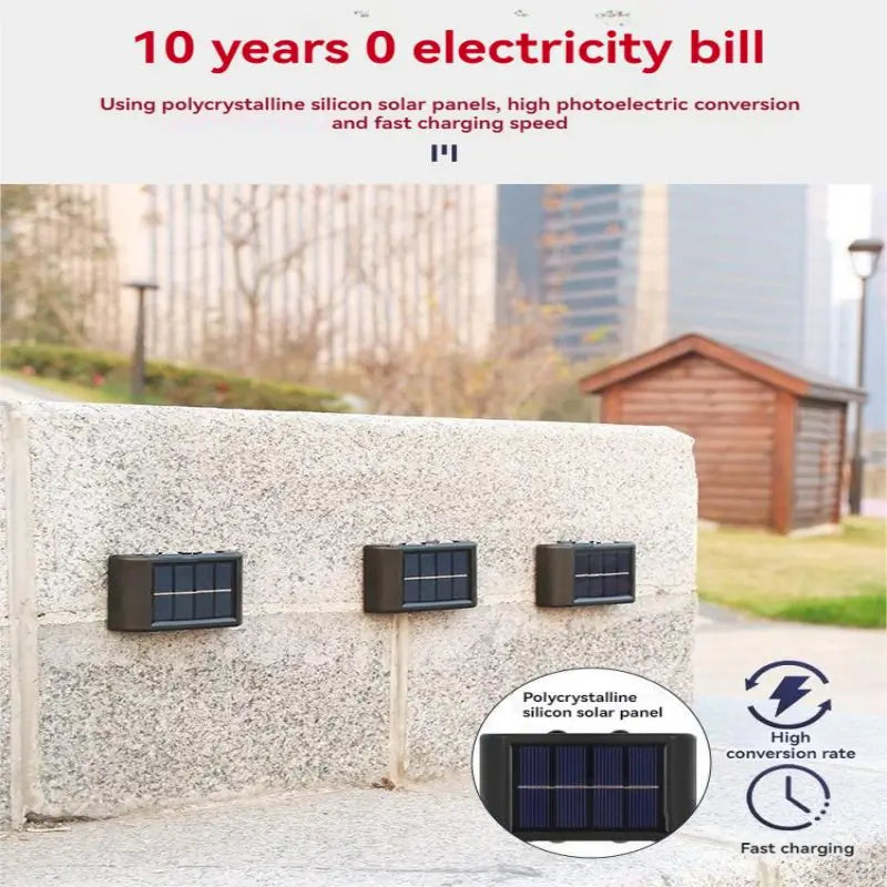 Luces decorativas de pared para patio, luminarias de iluminación exterior para el hogar, lámparas de pared con espejo convexo solar con luz ascendente y descendente
