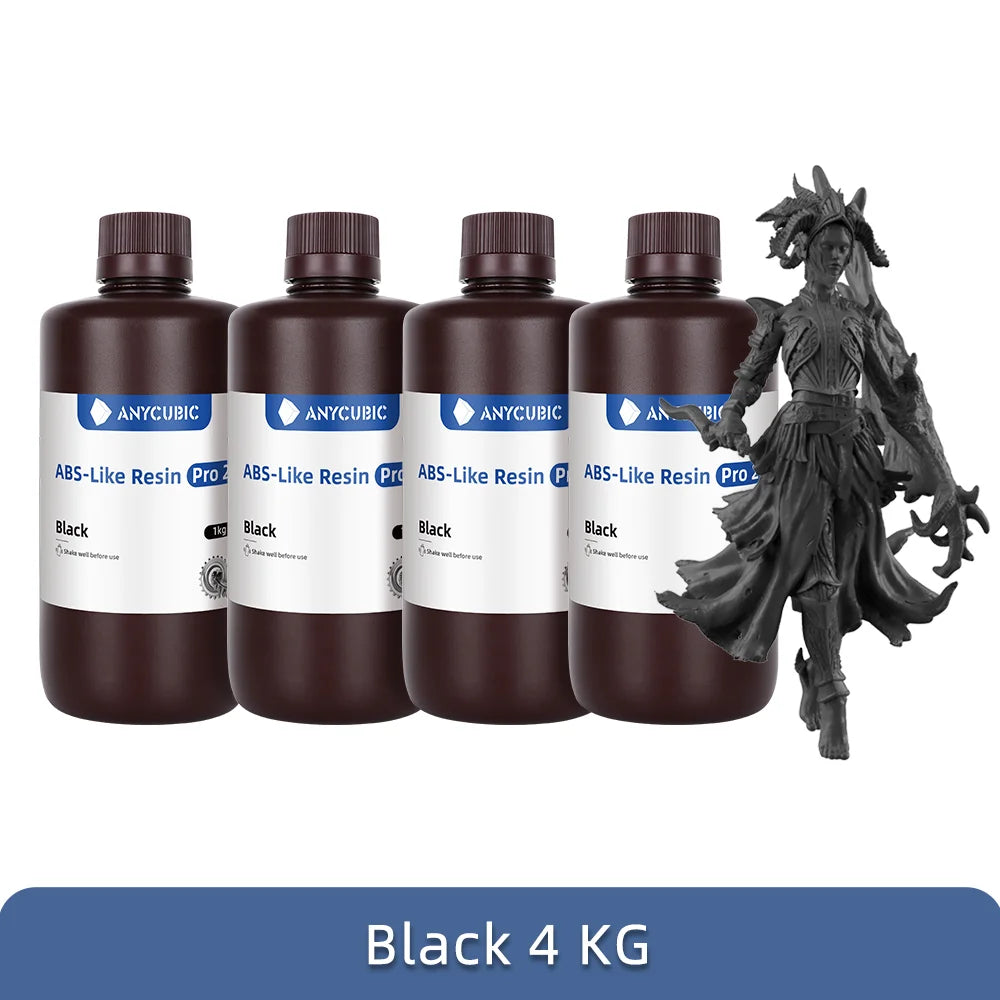 Lote de 4 unidades de resina 3D Anycubic ABS Like+ de alta precisión UV de 405 nm para impresora 3D Anycubic Photon Resin, para LCD, SLA, DLP