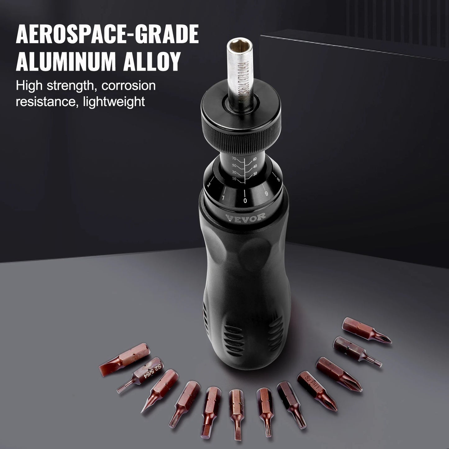 Destornillador dinamométrico VEVOR de 1/4", llave dinamométrica para electricistas, con escala de 10 a 70 in/lb.