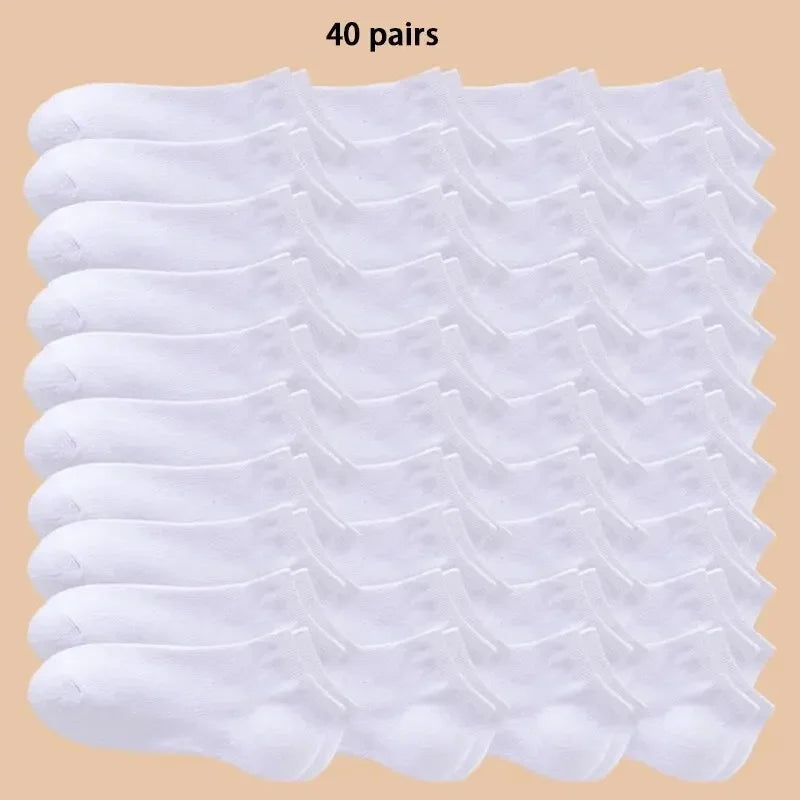 10/40 pares de calcetines náuticos para hombre, deportivos, de negocios, con absorción del sudor, para verano y otoño, de color liso, antibolitas, versátiles, hasta el tobillo.