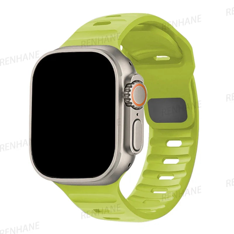 Silicone Band for Apple Watch 49mm 45mm 44mm 41mm 40mm 42mm 38mm Sports Bracelet Correa IWatch Ultra Series 9 8 7 6 5 3 SE Strap