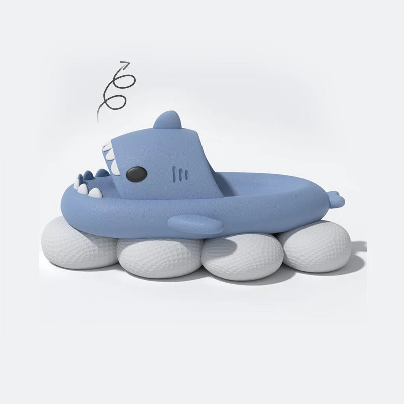 Pantuflas para niños, suela suave, con diseño de tiburón de dibujos animados, para mujer y hombre, para interior y exterior, de EVA, antideslizantes, para niños, sandalias.