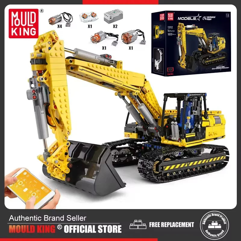 Mould King 13112 Technical Building Kits Motorized Excavator Truck Link Belt 250 X 3-PF Version Tracked Bricks Kids Toys