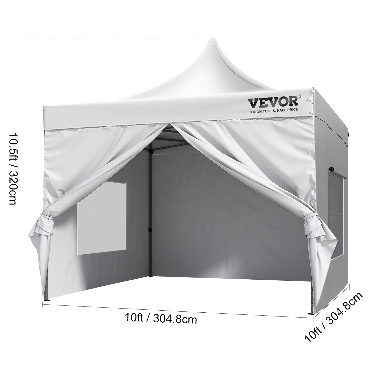 VEVOR 10x10 FT Pop up Canopy with Removable Sidewalls Portable Gazebo & Wheeled Bag UV Resistant Waterproof Tent for Patio