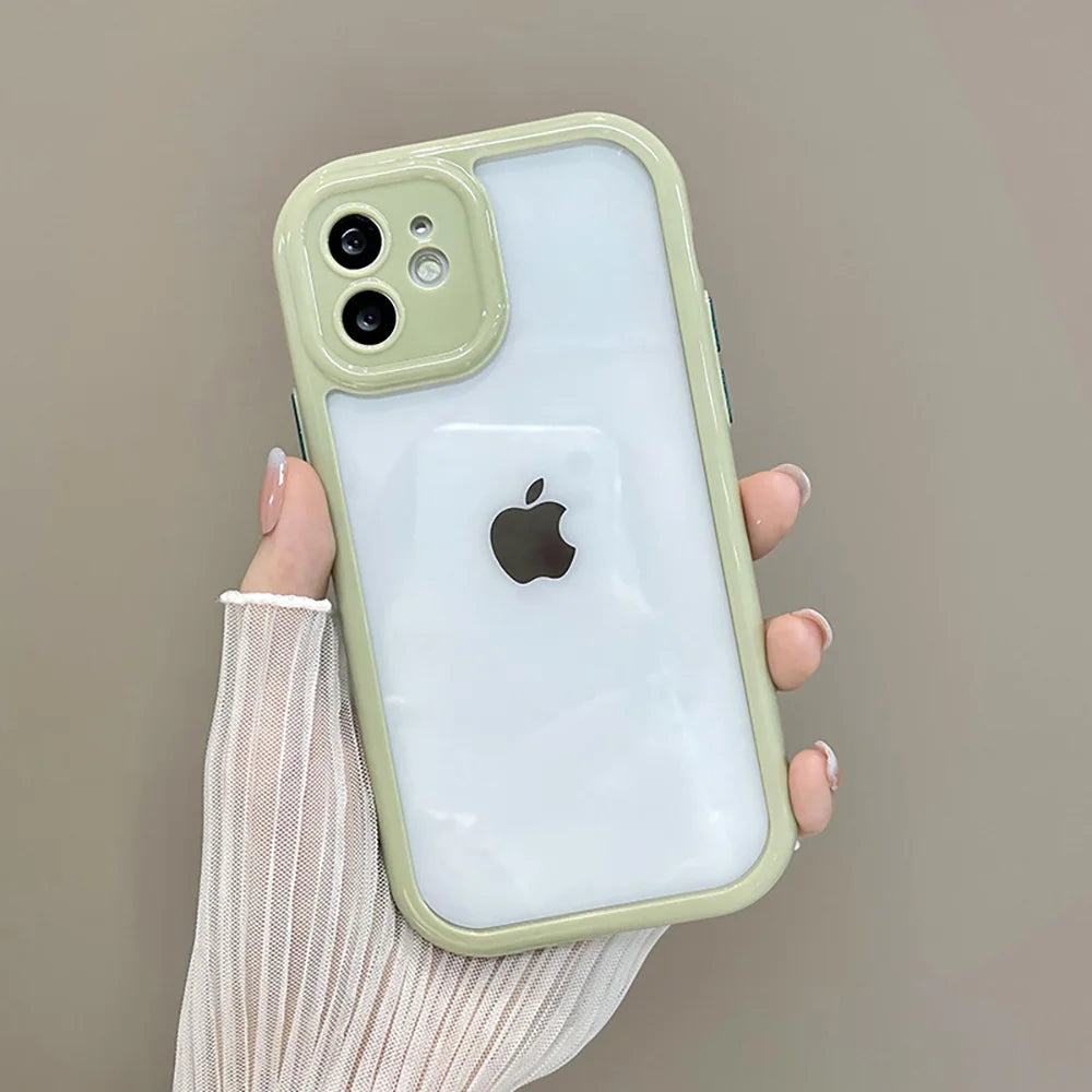 Candy Color Phone Case for iPhone 14 11 12 13 Pro Max X XR XS 7 8 SE Clear Shockproof Silicone Transparent Protection Back Cover