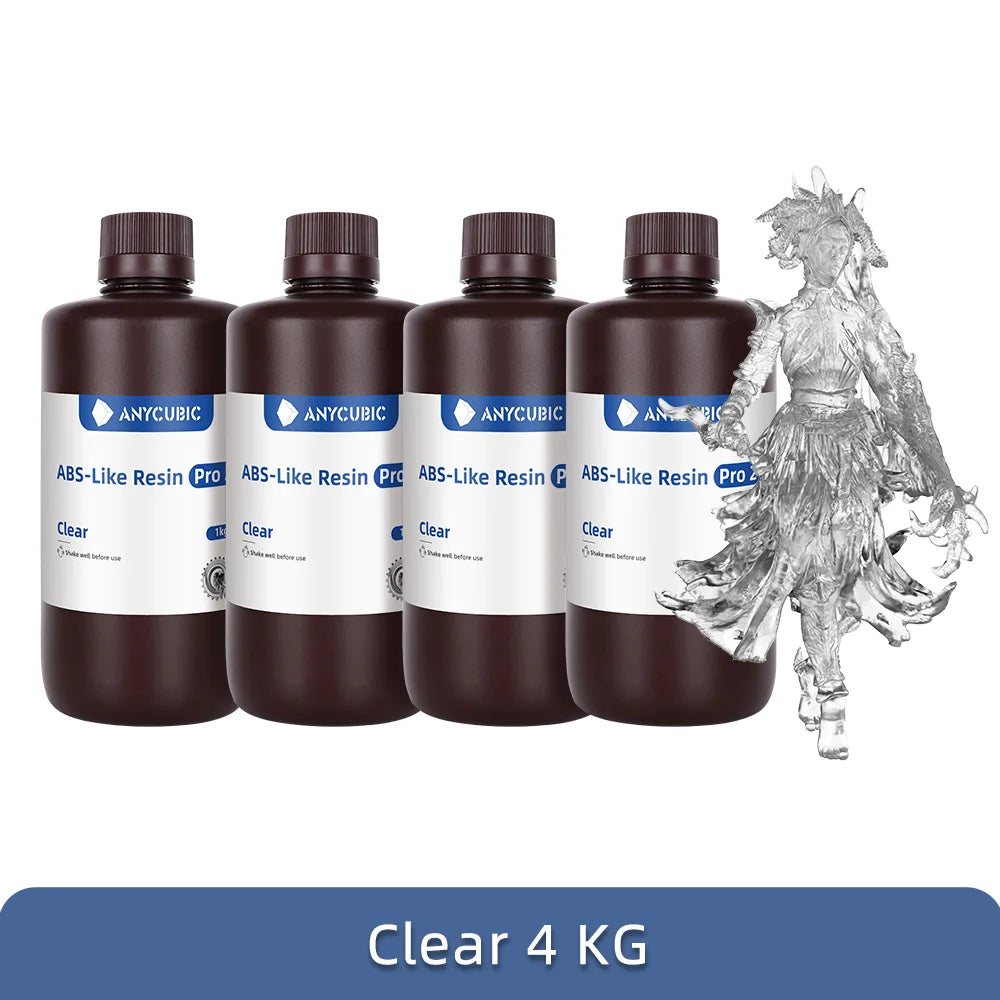 Lote de 4 unidades de resina 3D Anycubic ABS Like+ de alta precisión UV de 405 nm para impresora 3D Anycubic Photon Resin, para LCD, SLA, DLP