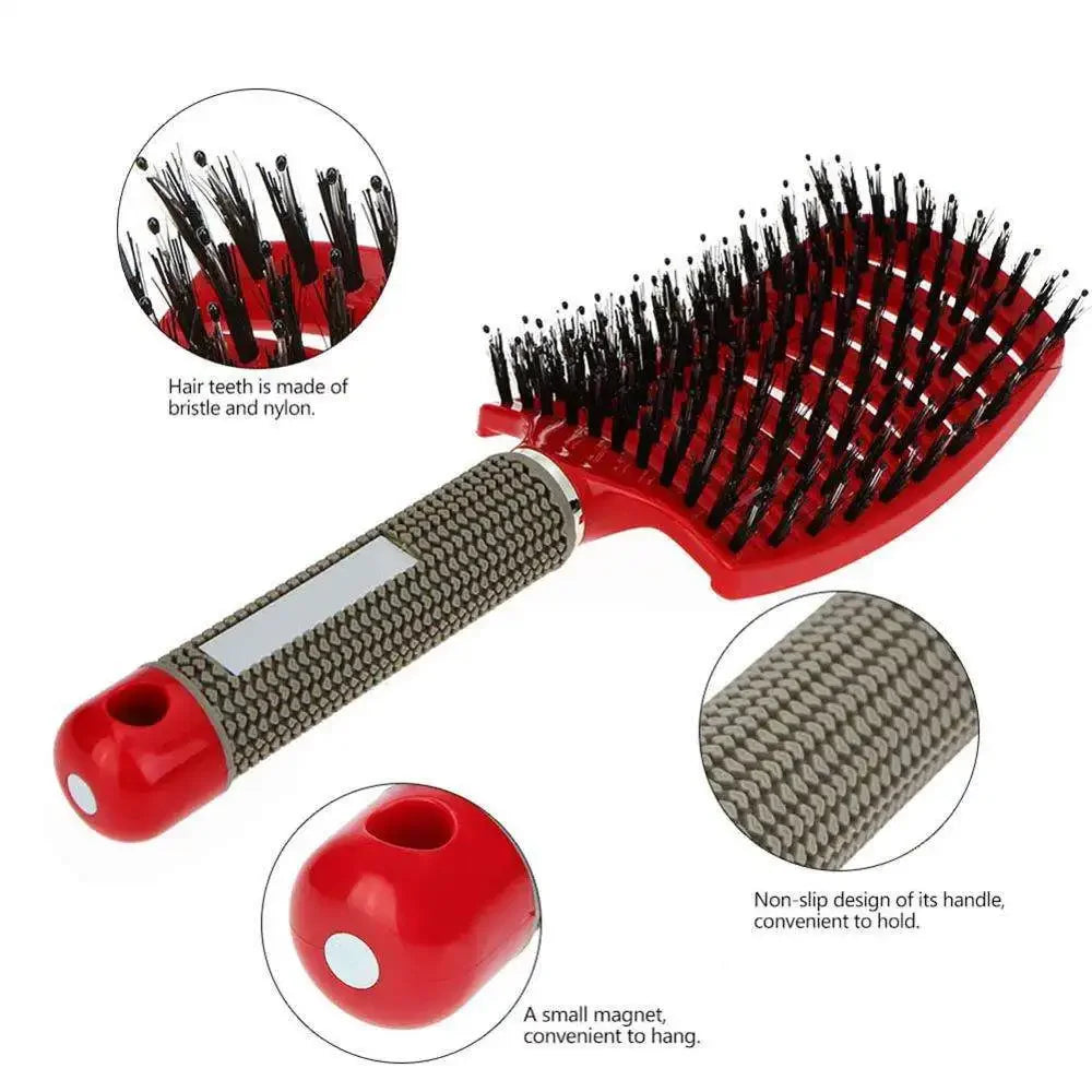 Cepillo para el cabello, peine para desenredar, cepillo para el cabello con cerdas y nailon, peine de masaje húmedo para mujeres, herramientas de peluquería para rizos.