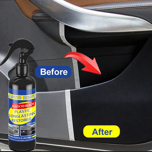 Restaurador de plástico para automóviles, devolviéndole el brillo negro, productos de limpieza para automóviles, restaurador de cuero y plástico, pulido y reparador de automóviles, renovador de revestimientos