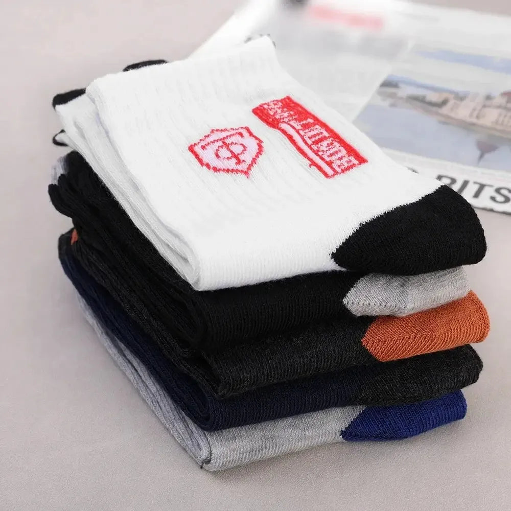 5 pares de medias deportivas de algodón transpirables para hombre, de fibra de bambú, para otoño e invierno, con desodorante y absorción del sudor.