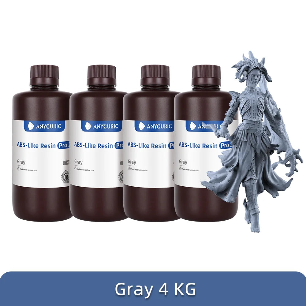 Lote de 4 unidades de resina 3D Anycubic ABS Like+ de alta precisión UV de 405 nm para impresora 3D Anycubic Photon Resin, para LCD, SLA, DLP