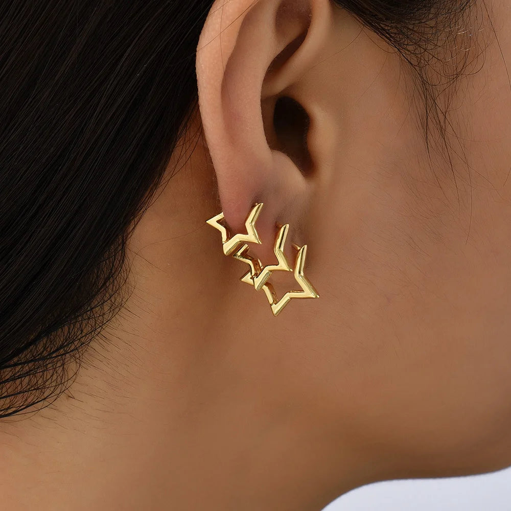 3Pcs New Minimalist Copper Metal Hoop Earrings for Women Simple Circle Men's Small Earrings Punk Unisex Rock Piercing Jewelry