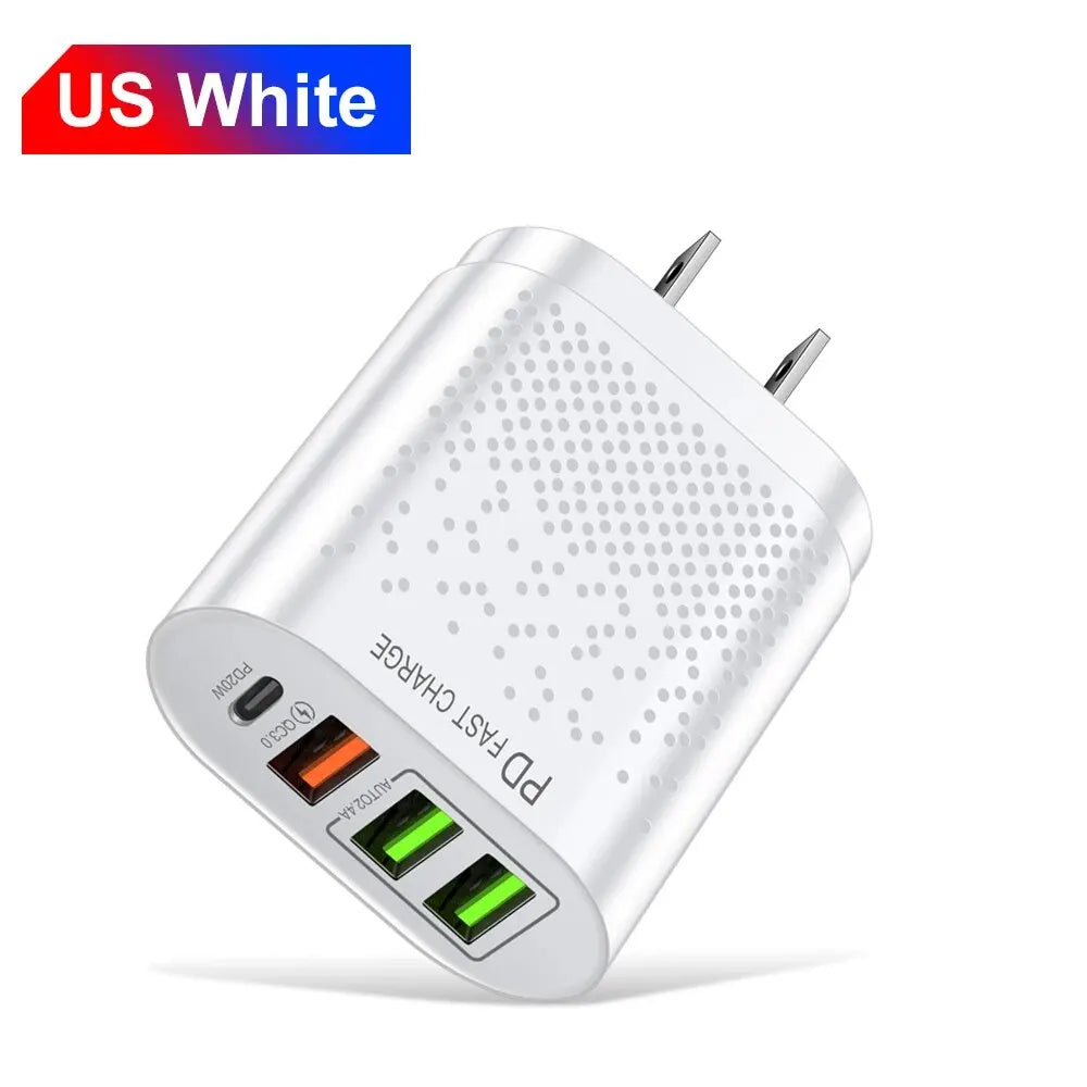 Quick USB Charger Type C Fast Charging Charge 20W QC3.0 PD3.0 EU US KR UK AU Charger Adaper For Iphone 15 Laptop Charger