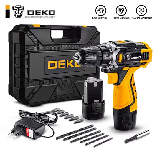 DEKO - Taladro atornillador inalámbrico de 12 V/16 V/20 V, minicontrolador de potencia inalámbrico, batería de iones de litio, luz LED, bricolaje para el hogar, carpintería