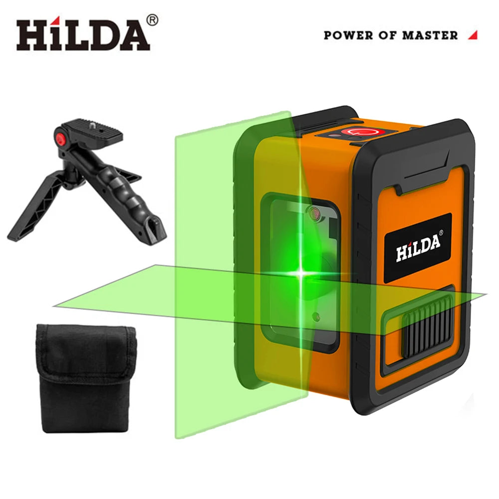 HILDA 2 Lines Laser Level Self Levelling Green Beams Laser Horizontal & Vertical Cross-Line
