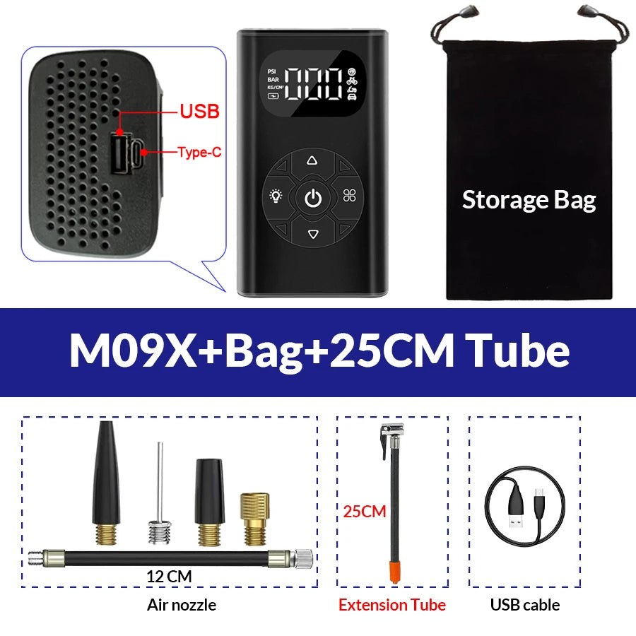 E-ACE 6000mAh 150 PSI Wireless Air Pump ABS Mini pump Rechargeable Portable Inflator USB Car Accessories