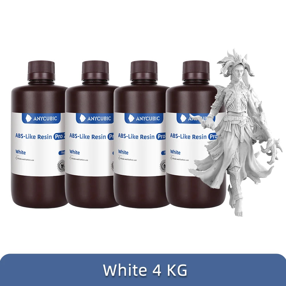 Lote de 4 unidades de resina 3D Anycubic ABS Like+ de alta precisión UV de 405 nm para impresora 3D Anycubic Photon Resin, para LCD, SLA, DLP